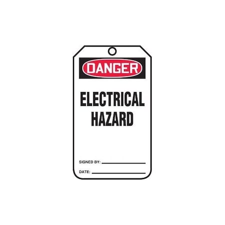 Accuform Safety Tags, DANGER ELECTRICAL HAZARD, 5.75in x 3.25in, RP-Plastic, 5PK MDT221PTM
